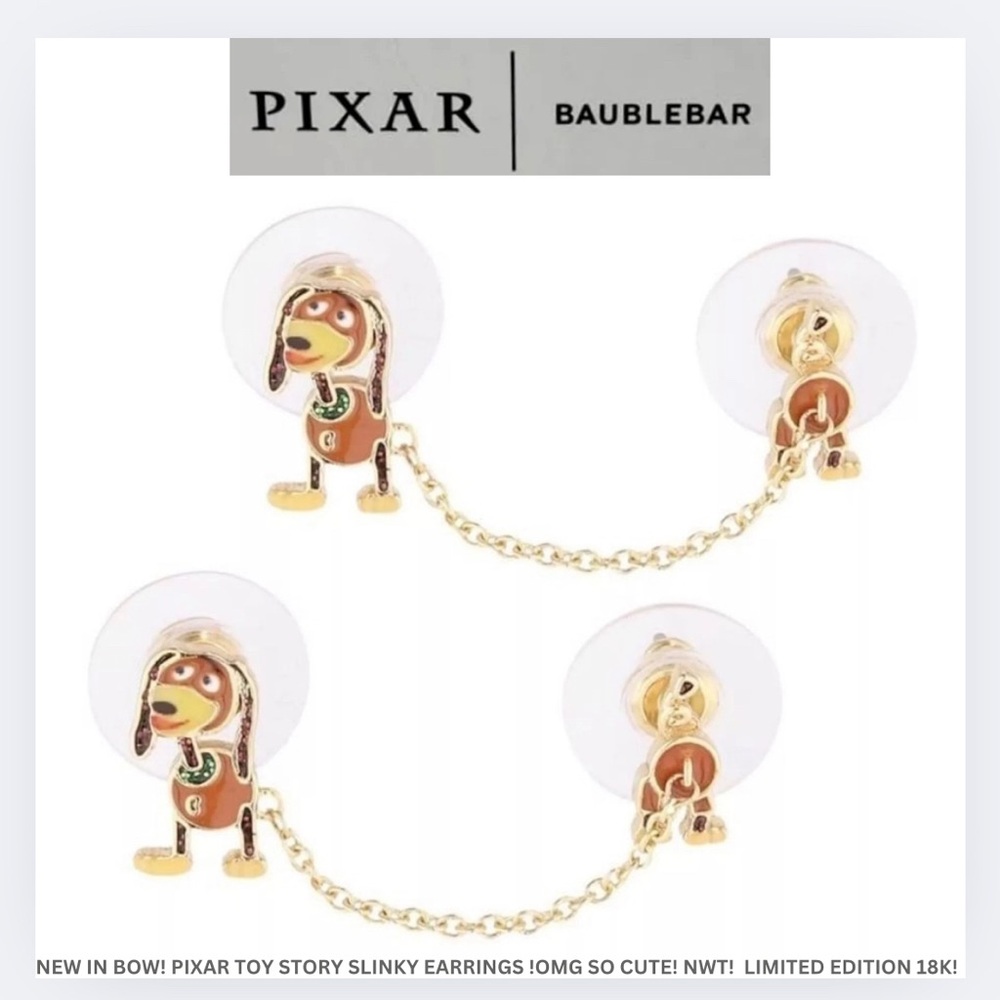 NIB! BAUBLEBAR X PIXAR TOY STORY SLINKY EARRINGS! THESE ARE THE CUTEST EVER! 18K